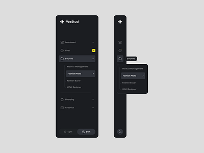WeStud - Dashboard sidebar navigation for the education platform dashboard education lms minimal navigation platform design sidebar ui ux uxui design web app web application