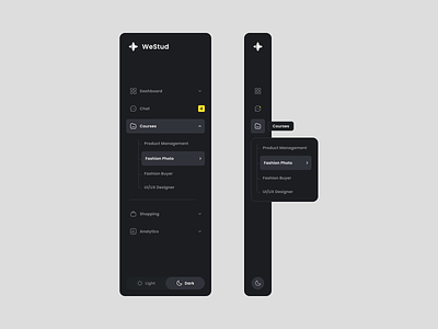 WeStud - Dashboard sidebar navigation for the education platform dashboard education lms minimal navigation platform design sidebar ui ux uxui design web app web application
