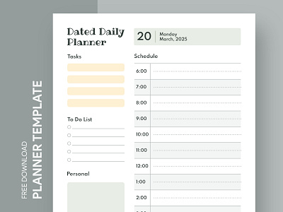 Dated Daily Planner Free Google Docs Template business daily design doc docs document google ms planner print printing project template templates word