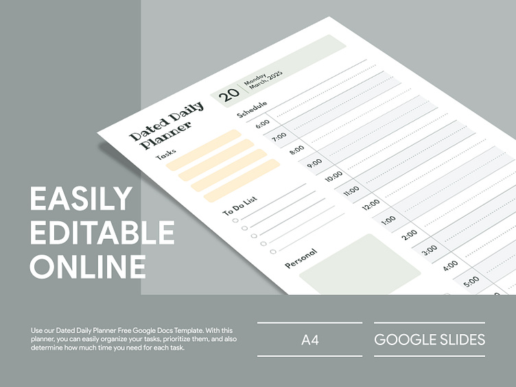 Dated Daily Planner Free Google Docs Template by Free Google Docs