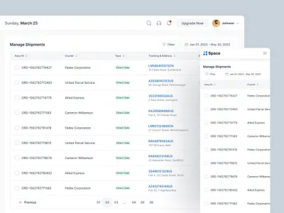 Customer Relationship Management (Manage Shipments) business chart crm dashboard design input list menuebar overview product product design saas shipments sidebar table ui uiux webapp webapplication