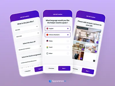 We Are Caring - Job Ad Creation ad agency app application candidates creation design employer ethical helpers hiring job journey migrant mobile platform product recruitment singapore worker