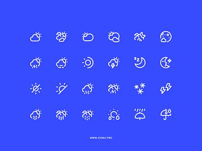 Iconly Pro, Weather Category! cloud icon icondesign iconly pro iconography iconpack icons iconset moon sun ui weather