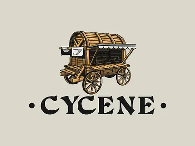 Cycene dark age design food truck graphic design hand drawn illustration kingdom knight logo medieval medieval festival middle age vector village wooden cart
