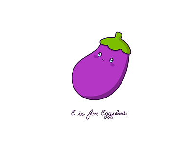 Day 121-365 E is for Eggplant cute design eggplant kawaii vector