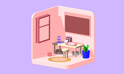 3D Study Room Design 3d animation design graphic design illustration vector