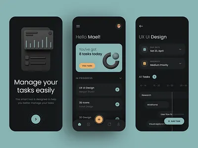 Task Management - Mobile App 3d 3d chart 3d illustration 3d object dashboard design illustration mobile app product designer rizki agus task management ui ui design ui ux designer ux design