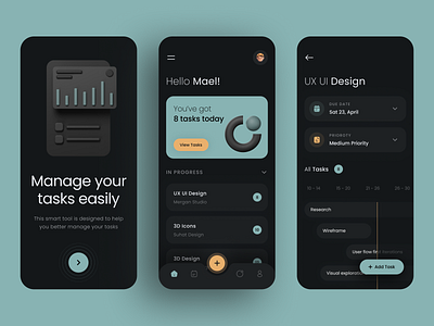 Task Management - Mobile App 3d 3d chart 3d illustration 3d object dashboard design illustration mobile app product designer rizki agus task management ui ui design ui ux designer ux design