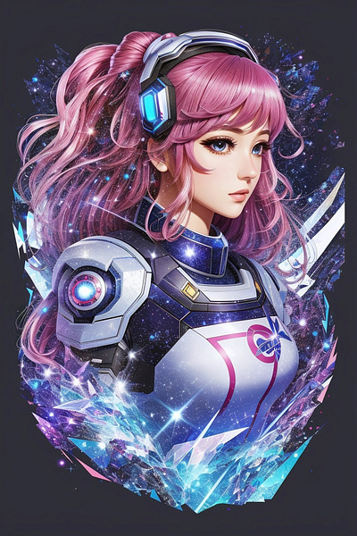 Andromeda Legends: Unforgettable AI Anime Character Art blue eyes