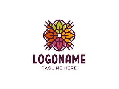 Farm logo agriculture farm flowers food logo logotype nature spikes stained glass