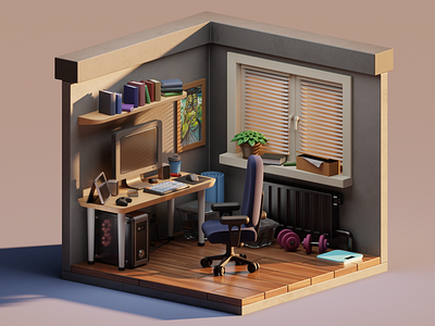 Living Room 3d b3d blender blender3d design isometric pepe room workplace