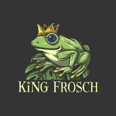 King Frosch alcohol design forest frog grape graphic design hand drawn illustration king logo vector wine winemaking