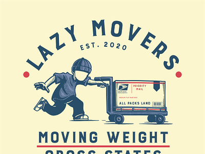 Lazy Movers box branding design expedition graphic design illustration logo mail movers shipping trailer vector