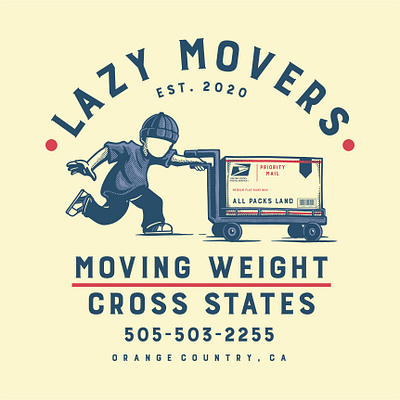 Lazy Movers box branding design expedition graphic design illustration logo mail movers shipping trailer vector