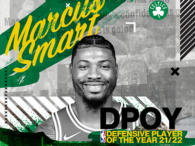 DPOY 21/22 #BLEEDGREEN basketball boston celtics graphic design layout layouting marcus smart nba poster