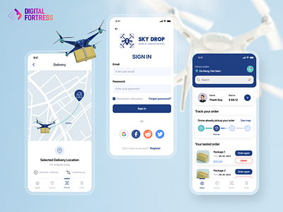 🌟 Sky Drop: Where innovation takes flight. 🚀✨ control das dashboard design digitalfortress drone drone delivery app drones gps iot dashboard location map mobileapplication monitoring motion graphics smart delivery tracking ui