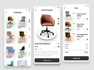 🛋 Inter.io – Interior App adobe xd app branding chair clean design figma interaction interior minimalis product simple ui ux web design white