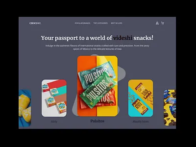 Hero section for snacks selling website. animation food herosection screens snacks uidesign website