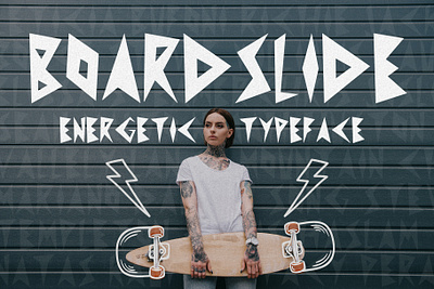 Boardslide - Energetic Typeface 1980s 1990s 2000s branding design edgy electric font graphic design illustration informal logo music new wave party punk radical skate skateboarding typeface