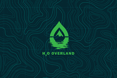 H2O Overland branding droplet green logo design minimal monogram water waves