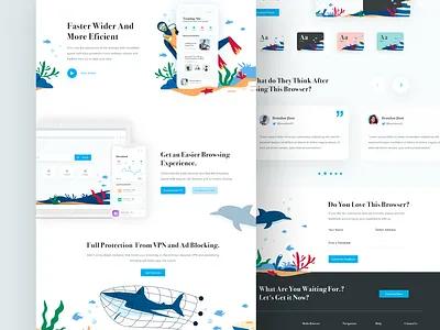 Landing Page for Browser app application browser design desktop dolphin browser figma graphic design illustration landing page simple ui ux web website