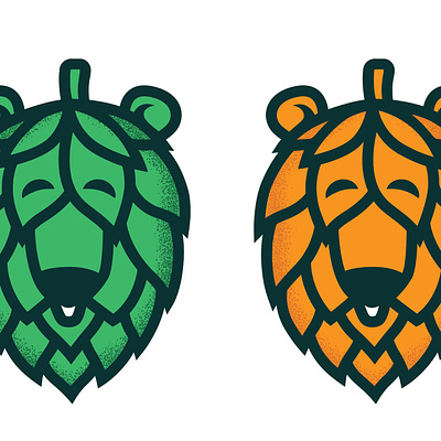 Happy hoppy heads bear beer branding illustration logo retro vintage