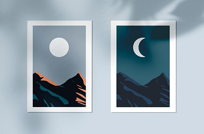 Mountain illustration color day graphic design illustration mountain night print