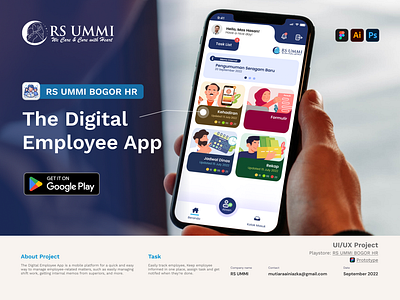 The Digital Employee App android design designuiux digital employee hospital mobileapp office playstore ui uiux