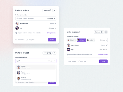 Invite to Project Modal - UI Components components dashboard design element figma invite modal modals popup ui untitled ui website