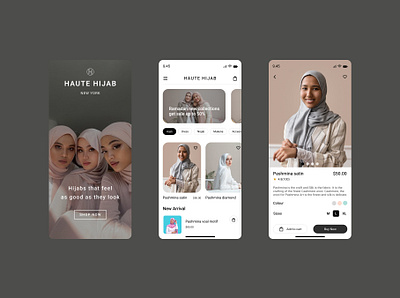 HAUTE HIJAB - Muslim Fashion Store App 3d animation app branding design graphic design illustration logo motion graphics typography ui user vector
