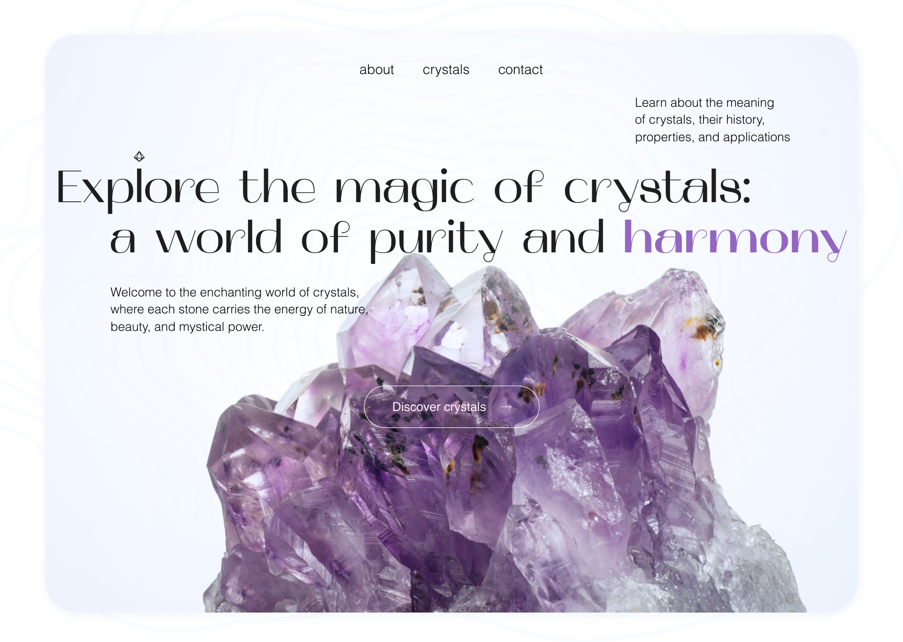 Crystals concept 🔮 animation creative crystal design e commerce landing page magic shop typography ui ux webdesign website
