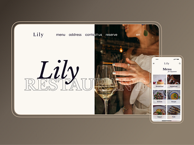 Restaurant "Lily" animation app branding catalog categories checkout design figma graphic design layout logo menu photoshop prototyping reserve restaurant ui ux uxui web