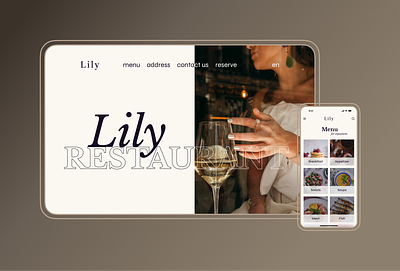 Restaurant "Lily" animation app branding catalog categories checkout design figma graphic design layout logo menu photoshop prototyping reserve restaurant ui ux uxui web