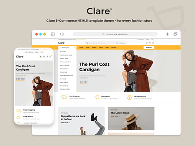 Clare E-commerce HTML Theme app branding business clare css design e commerce graphic design html logo web web design website