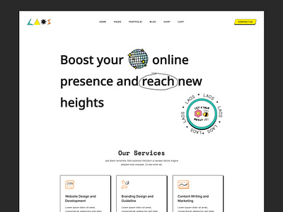 Laos - Landing Page Design figma designs landing page minimal layout modernui neobrutalism ui web development webdesign