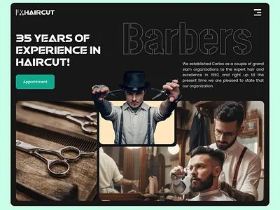 Haircut - Hair grooming website barber barber salon barbering barbers barbershop hair hair cut hair salon haircut hairgrooming landing page men men grooming men salon salon spa ui uiux web design website