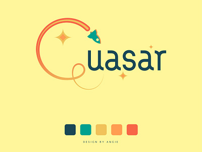 Daily Logo Challenge - Day #1 - "Quasar" adobe illustrator blue brand contrast daily logo dailylogochallenge flat design logo orange quasar rocket ship star vector yellow