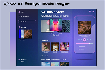 Day 9/100 of #dailyui /Music Player branding dailyui ui ux