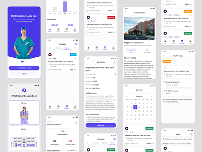 Healthcare Staffing App - Nurse Staff Shift Scheduling App app app design attendance calendar clean ui clinic doctor healthcare healthcare shifts healthcare staffing hospital medical medical app mobile app mobile app design nurse nurse staffing shifts scheduling staff management uiux