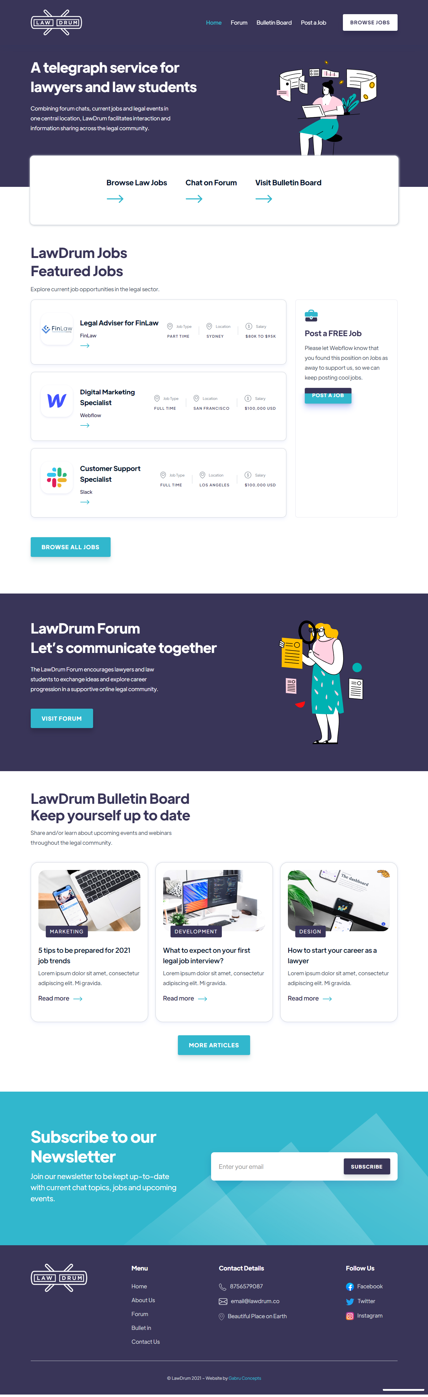Law Drumm cms figmatowebflow job portal uiux