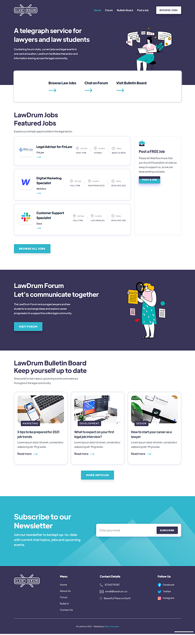 Law Drumm cms figmatowebflow job portal uiux