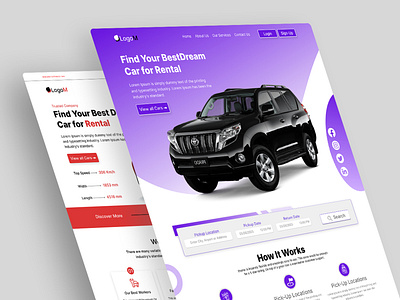 Rant a Car Website Design With Figma ad design adobe xd ads design advertising banners banner business web design design figma graphic design illustration logo rant a car social media post design ui ui ux design user interface design website