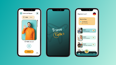 TRAVELTALK-language learning app app branding design typography ux