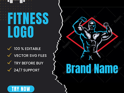 Fitness Logo body building cartoon creative logo custom logo digital marketing esports fitness fitness logo fitness sports graphic design gym healt illustration logo creation mascot logo online stream vector workout youtube