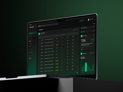 ChargeBase animation black theme branding charg charts dashboard design green system table ui ux widgets