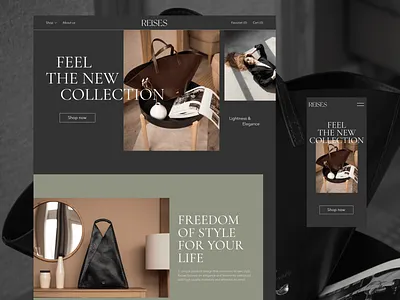 WEBSITE ONLINE STORE BAGS AND BACKPACKS REISES aesthetic backpacks bags design e commerce e commerce website figma minimalism online store site ui web site website