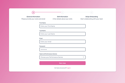 Registration, research and skills guide branding dashboard design registration ui ux