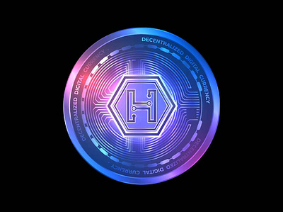 Digital currency coin design - Hydro Coin coin digital currency digital currency coin design hydro coin illustration neon silver
