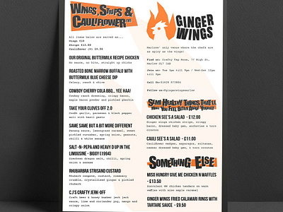 Ginger Wings // Menu Design chicken menu chicken shop menu menu design menu layout restaurant