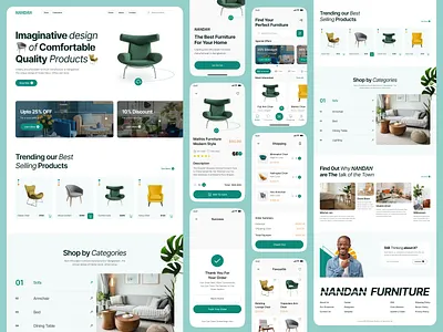 Nandan Furniture E-commerce Project app chair decor design ecommerce ecommerce app ecommerce web furniture furniture app furniture website hello dribbble interior landing page mobile product project sofa store web design website